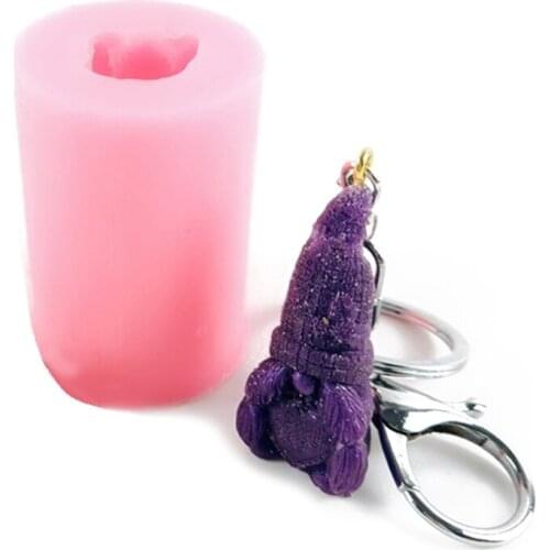 Handmade 3D Gnome Keychain Resin Mold Lucky Dinosaur Gnome Decoration Pendant Silicone Resin Casting Mold Craft Tools
