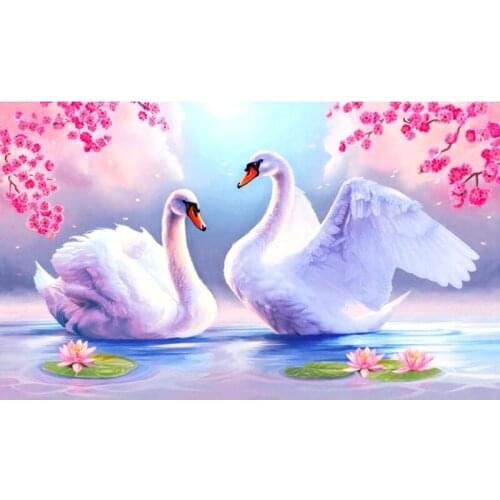 5D DIY square round Diamond Painting White Swan Cross Stitch Diamond Embroidery Pattern Rhinestone Home Decor J0281