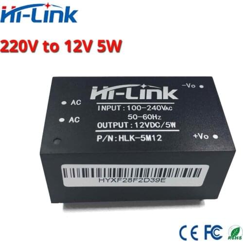 Free shipping 2 pcs/lot HLK-5M12 220V to12V 5W smart home compact isolated AC DC power module converter