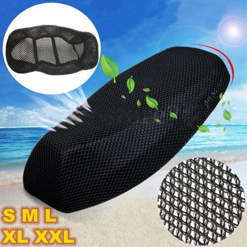 Black Reliable Fastening 3D Sun Block Motorcycle Electric Bike Sunscreen Seat Cover Net Breathable Waterproof Protector Cushion