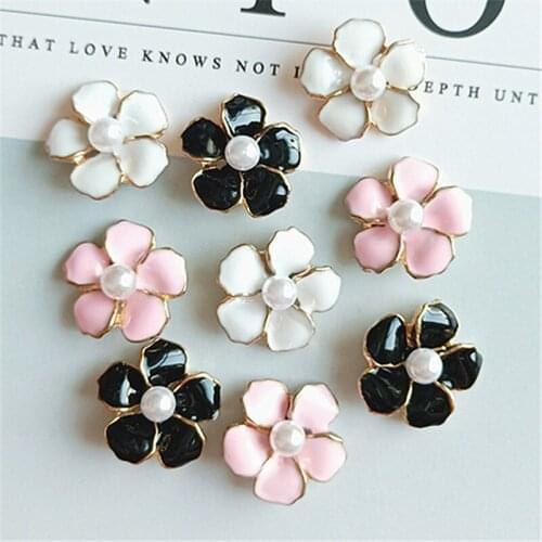 10 PCS 17*18mm Metal Alloy KC Gold Drops Of Glaze Enamel Flowers For Hair Earrings Accessories For DIY Jewelry Making