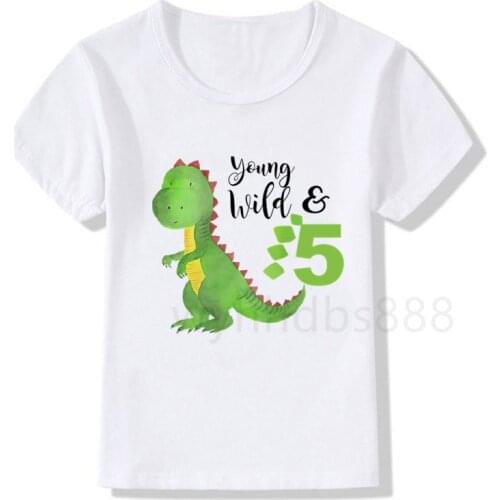 Dinosaur Birthday Shirt Birthday T-Shirt Birthday Children Top Tee Party Shirt Dinosaur Gift Fashion Baby Boy Clothes