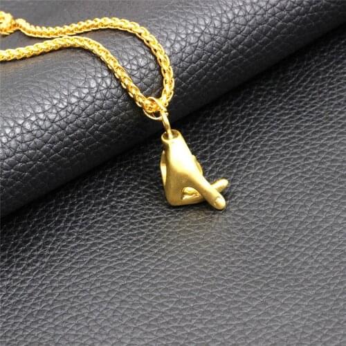 GOINHOT 1pcs Rock Hand Gesture Pendant Necklace Punk Rock&Roll Hand Chain Necklaces Jewelry For Men Women 2020 new