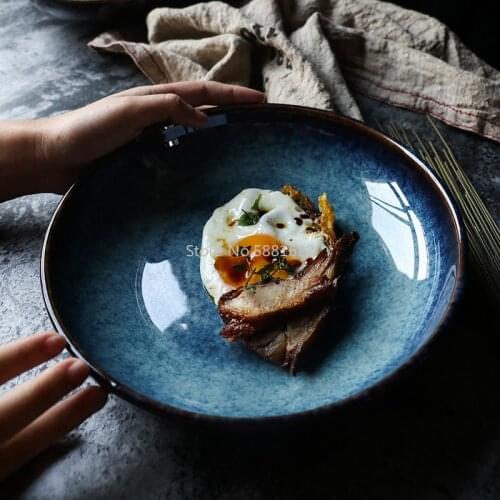 Ceramic Dinner Bowl Deep Salad Plate 8.5inch Dish Bowl Factory Tableware Korean Noodle Bowl