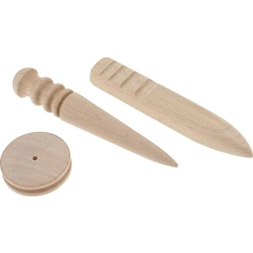 3 Pieces Wood Edge Slicker Multi-Size Burnisher Leather Craft Working Hand Tool