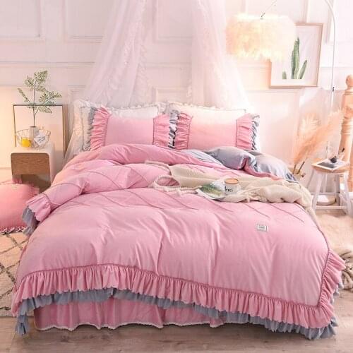 4Pcs Crystal velvet lace Princess style luxury bedding sets queen king size duvet cover set bed skirt set pillowcase bedclothes