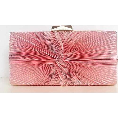 Women Pink Clutch Purse Fashion Fold Evening Bag Party Banquet Elegant Lady Chain Shoulder Bag