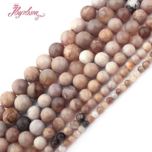 4/6/8/10mm Round Beads Ocean Agates Raw Fossils Natural Stone Beads For Jewelry Making DIY Necklace Bracelets 15" Free Shipping