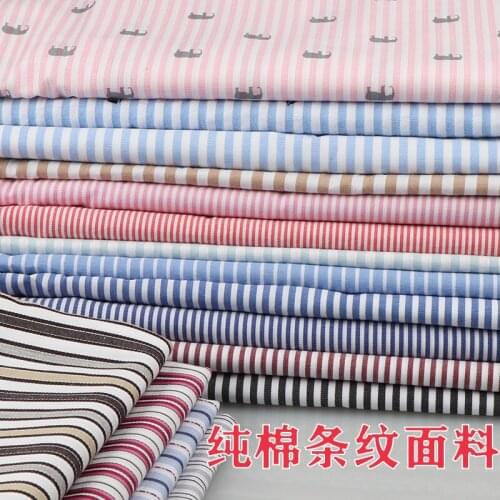 Summer Cotton Woven Striped Shirt Lining Cotton Fabric Pinstripe Blue and White Men and Women Work Garment Material