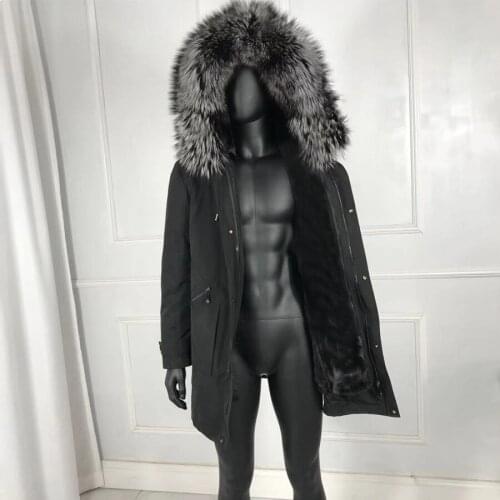 Men Parkas Coat Real Fur Parkas Hooded Warm Thick Windbreaker Fashion High Quality Outwear