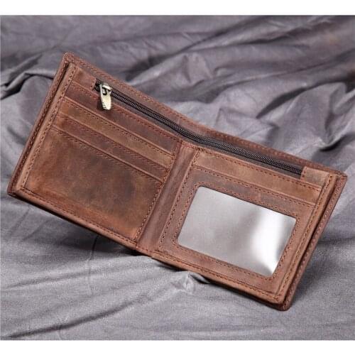 Mens wallet leather genuine Vintage Short money bag Solid men coin wallets luxury design small purses slim cowhide money bag