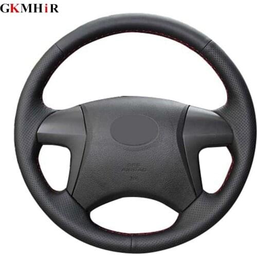 Soft Black Genuine Leather Car Steering Wheel Cover For Toyota Highlander 2008 2009 2010 2011 2012 2013 2014 Camry 2007-2011