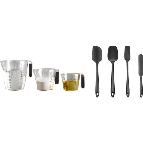 3PCS Measuring Cup Set,250Ml/500Ml/1000Ml With Silicone Spatula Set, Rubber Spatulas Silicone Heat Resistant