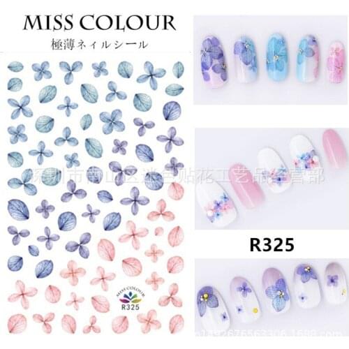 R145 Nails Sticker 3D Watercolor Translucent Blooming Flower Waterproof Nail Sticker For Girls Kids DIY Manicure Art Decorations