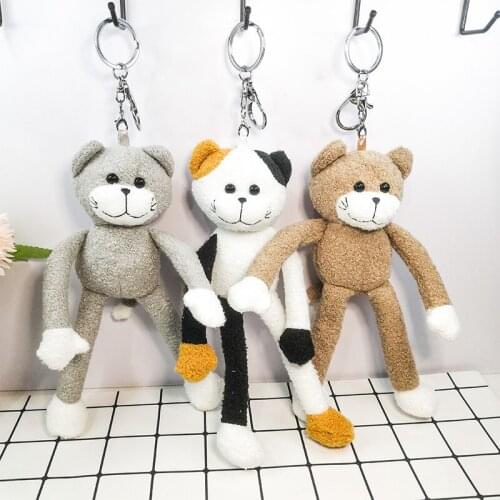 New creative cute 23cm Cute long-legged kitten plush doll pendant hanging feet Yoga cat bag keychain decoration christmase gift