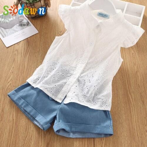 New summer pearl girls clothes set lovely long eyelashes toddler Girl tops+pants girls suit kids clothes children clothing
