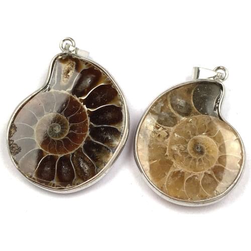 New Natural Semi-precious Stone Pendants Snail Shape Seashell Pendant Charms Jewelry Making DIY Necklace Gift Size 20x35-30x40mm