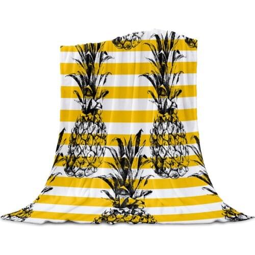 Living Room Sofa Blanket Pineapple Stripes Leaves Children Soft Throw Blanket Travel Airplane Hotel Portable Warm Thin Blanket