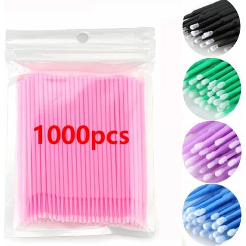 1000pcs Disposable Eyelash Extension Tools Makeup Eyelashes Brushes Micro Mascara Brush Applicators Mascara Brush Cotton Swab