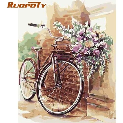 RUOPOTY Flower Landscape Picture By Numbers HandPainted Diy Gift For Adults 60x75cm Framed Living Room Decoration Wall Photo