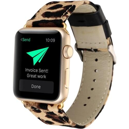 Leopard Leather Fabric Watch Strap for Apple Watch 38mm 40mm 42mm 44mm Watchband for Apple Iwatch band Series 1 2 3 4