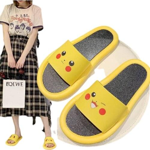 Pokemon Pikachu Anime Cartoon Sandals Slippers Summer Womens Non-slip Soft Bottom Bathroom Bathing Home Outdoor Wearing Cute