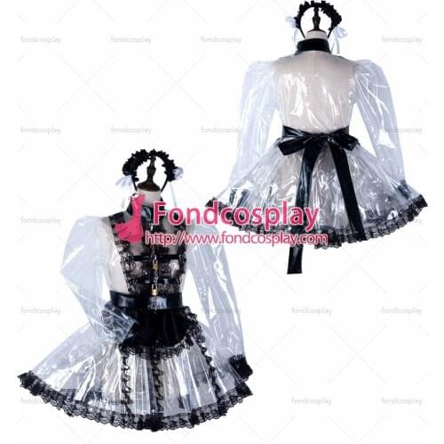Sissy maid clear pvc dress lockable Uniform cosplay costume Tailor-made[G2295]
