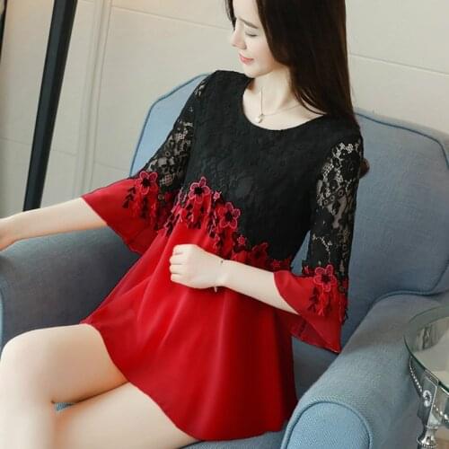 Chiffon camisa blusa mulheres mulher Moda blusas 2019 oco out lace shirt mulheres blusa feminina