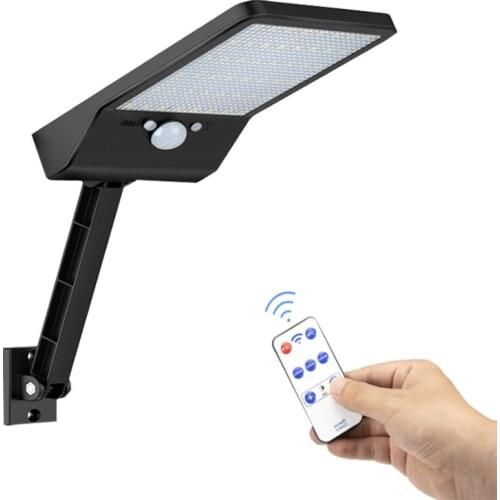 LED Solar street-fence-Light Garden flood Lamp Outdoor Black White Three Modes Waterproof With rotate bracket remote control&3