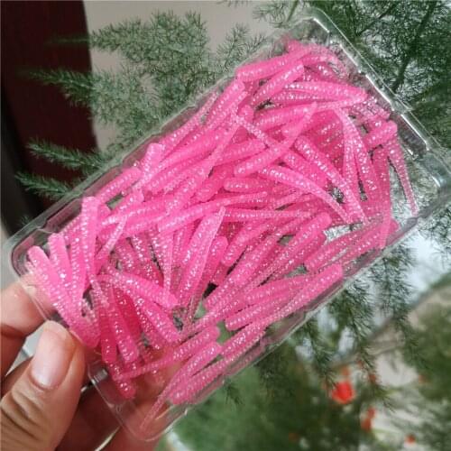 Swolfy 100pcs Floating Soft Lure Fishing Lure Grub Worm 35mm 0.3g Jig Worm Wobblers Swimbait UL Fishing Lure Trout Jig Soft Lure