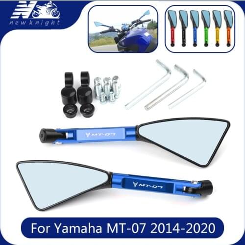 For Yamaha MT-07 mt07 2014-2020 Universal Motorcycle Accessories CNC Aluminum Blue Lens Rear View Side Mirror Laser Logo(MT-07)