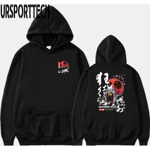 URSPORTTECH Japanese Style Mens Fleece Hoodies Winter Hip Hop Men Women Printed Hoodie Casual Printing Sweatshirts Streetwear