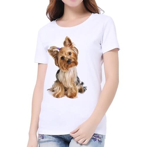 Womens T-shirt Summer Cute Animal Printed White T Shirts Cat Dog Funny Printed Casual Women T-Shirts Harajuku O neck Tee Tops