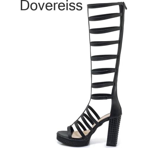 Summer Women Clear Heels White Sandals Fashion Sexy Goth Gladiator Hollow Out New Narrow Band Consice Back Zipper Cool Boots 43