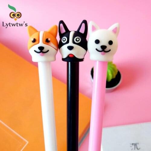 1 Pieces Lytwtws Cartoon Cute Kawaii Corgi Dog Stationery School Office Gel Pen Supplies Creative Sweet Pretty Lovely Pens