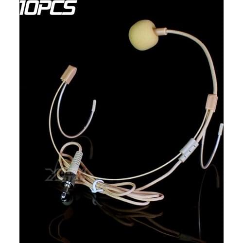 10Pcs 3.5mm Jack Screw Locking Double Earhook Mic Earset Headworn Headset Condenser Microphone For Wireless Bodypack Transmitter