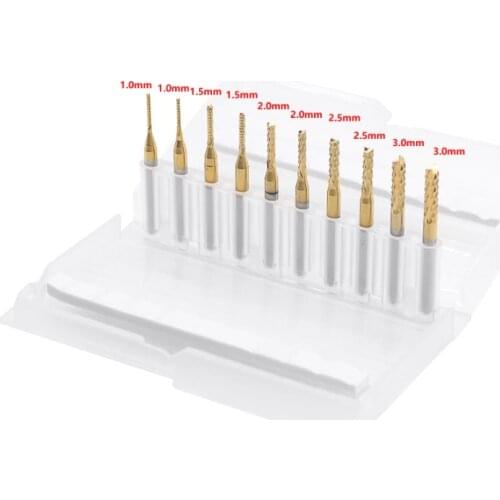 10pcs/lot 1.0mm-3.0mm milling cutter Titanium Nitride Coated Carbide PCB CNC 1.0-3.0mm milling cutter Free shipping High quality