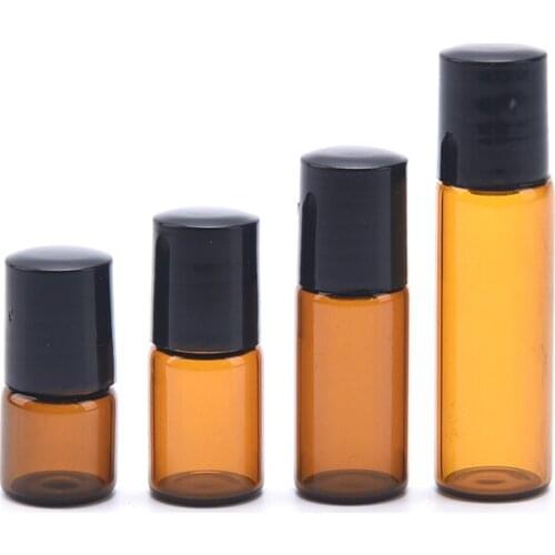 10pcs/pack 1ml 2ml 3ml 5ml Amber Thin Glass Roll on Bottle Essential Oil Vials