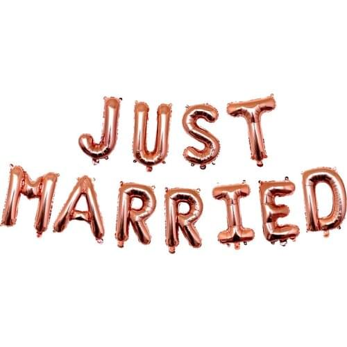 11pcs/lot Rose Gold balloons JUST MARRIED Banner Balloon for Wedding Engagement Party Decoration Alphabet Letter Wedding Ballons