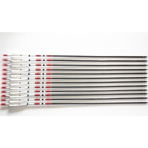 12pack 33'' Carbon Arrow with 4pcs Feather 400 Spine for Compound and Recurve Bow Archery Hunting