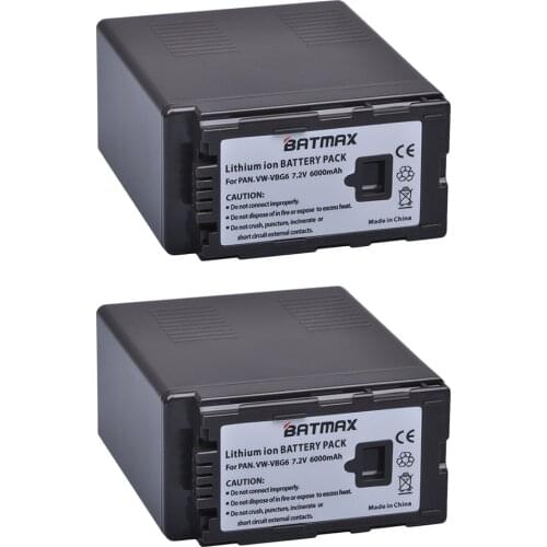 2X High-Capacity 6000mAh VW-VBG6 VWVBG6 VBG6 VW-VBG6GK Batteries for AG-AC130 , AG-AC160 , AG-AF100 , AG-AF100A , AG-HMC70