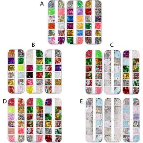 3 Boxes Nail Sequins Colorful Glitter Confetti Holographic Shining Flakes 3D Laser Thin Sequin for Nail Art Decoration