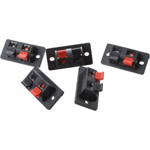 5 Pcs Red Black Single Row 2 Positions Push in Jack Speaker Terminal Promotion