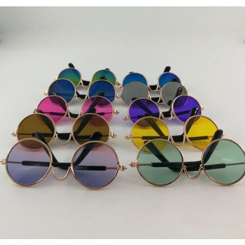 500 pcs/lot Fashion Small Pet Dogs Cat Sunglasses Cool Eye-wear Protection Pet Glasses Round Frame Wedding Party Funny Glasses