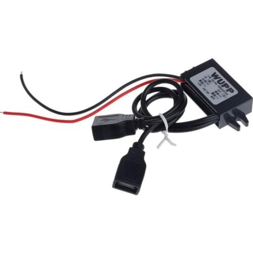 652F Car DC 12V to 5V 3A 15W Hard Wired Step Down Dual USB Charger For Dashcam Phone