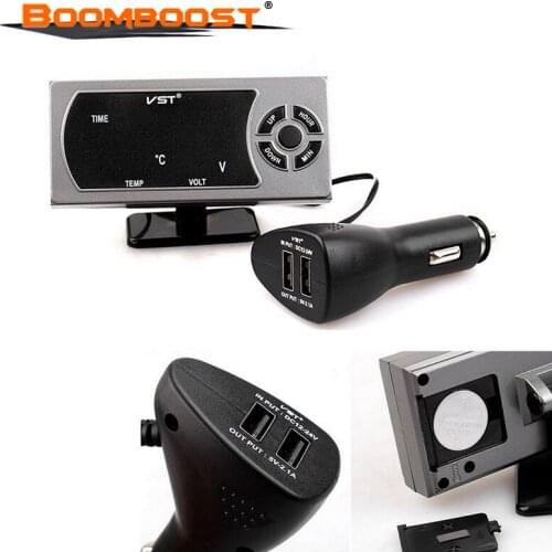 3.5A dual USB car LED schedule voltmeter thermometer with the screen display car charging