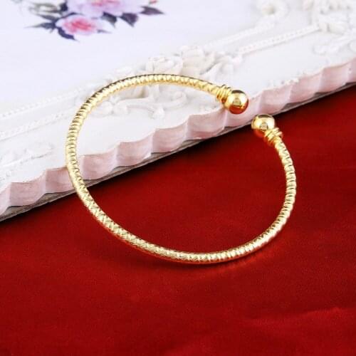 Bangrui Wholesale Fixed Size Gold Dubai Gold Color Ethiopian India Bangle Bracelet African Women Jewelry