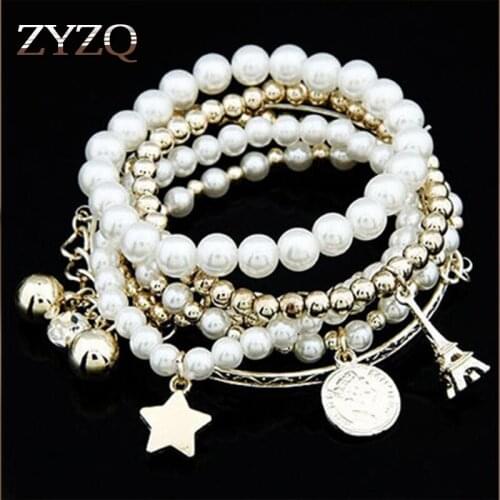 ZYZQ New Arrival Beads Bracelets Personality Wrist Accessories Jewelry For Women With Full Circle Simulated Pearl Bracelets