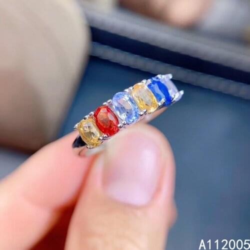 KJJEAXCMY boutique jewelry 925 sterling silver inlaid natural color sapphire ring trendy ladies popular ring support testing