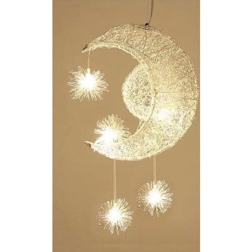 Creative Chandelier Moon Star Chandelier Restaurant Childrens Room Bedroom Light Warm Lighting Decorative Lighting